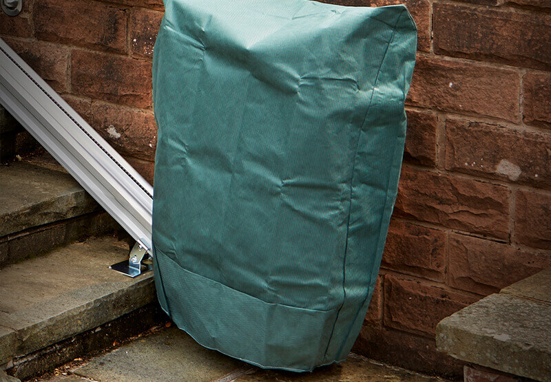 outdoor stairlift with cover on