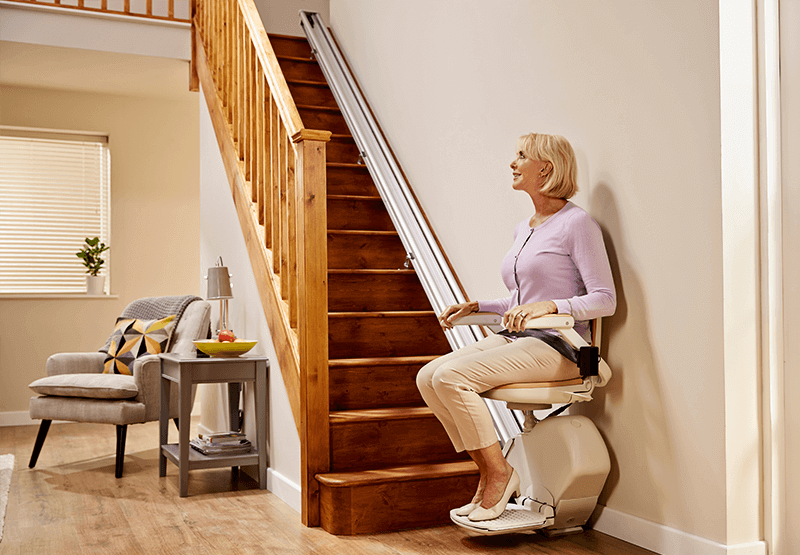 straight stairlift in use