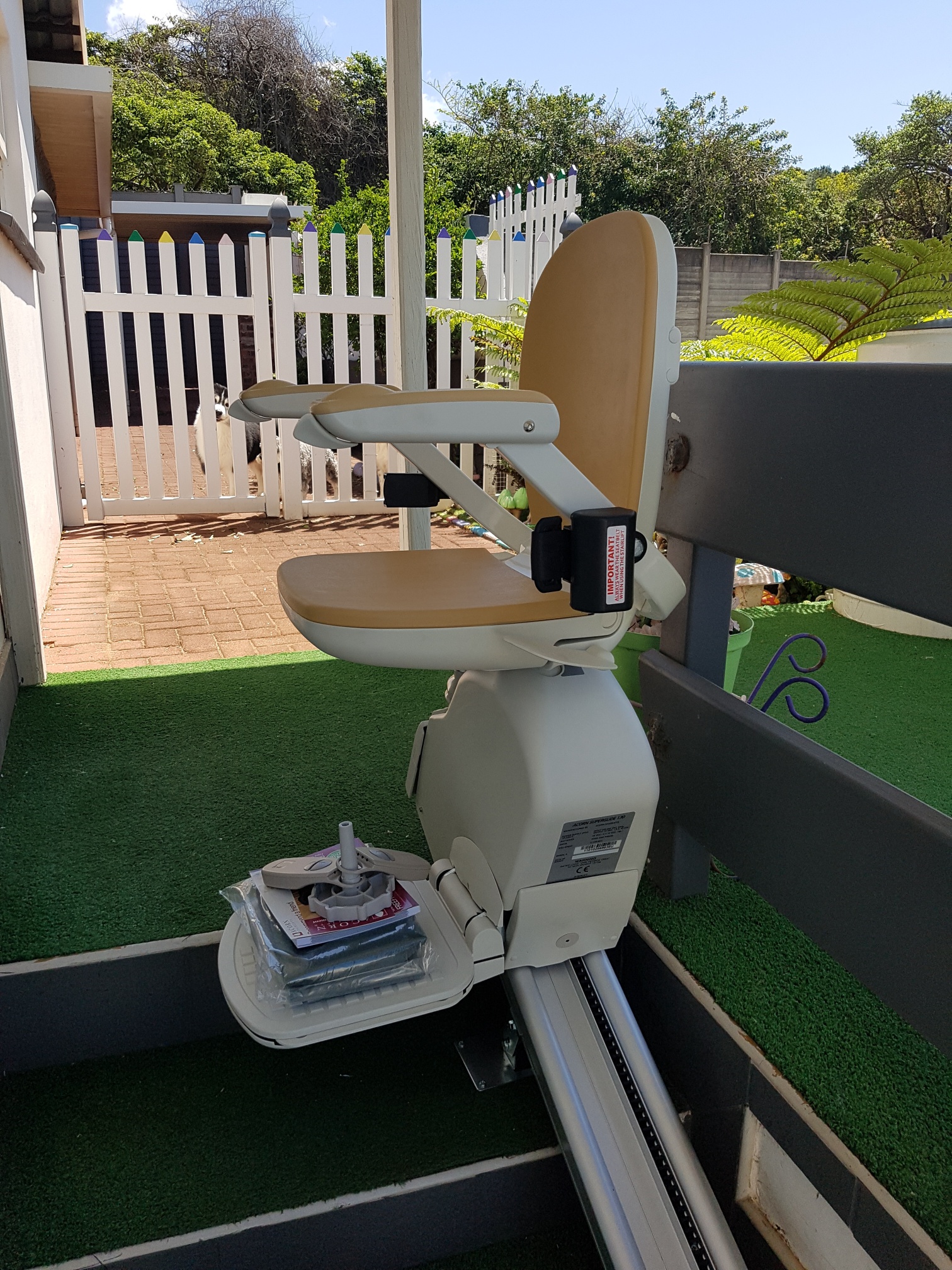 Pat Erasmus with her Acorn Stairlift