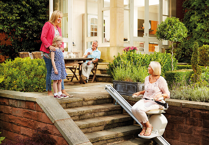 outdoor stairlift in use