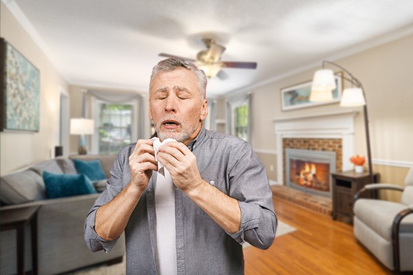 Man suffering from allergies