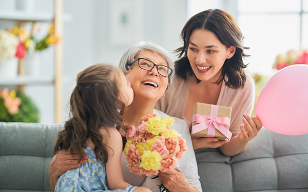 family celebrating Mother's Day